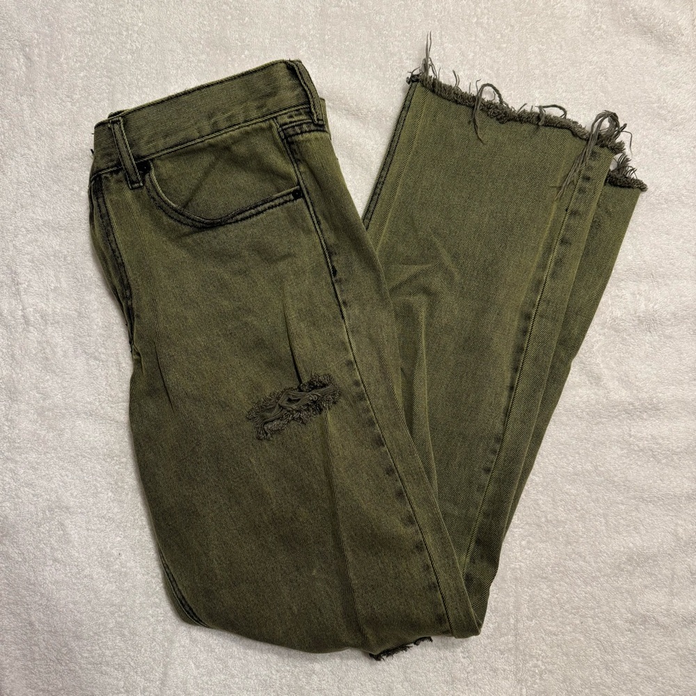 Urban Outfitters Green Distressed Ripped Jeans